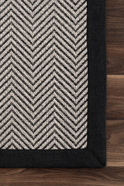 Sisalo Bordure Krem Siyah Sisal Halı Siyah Bordür B3421E