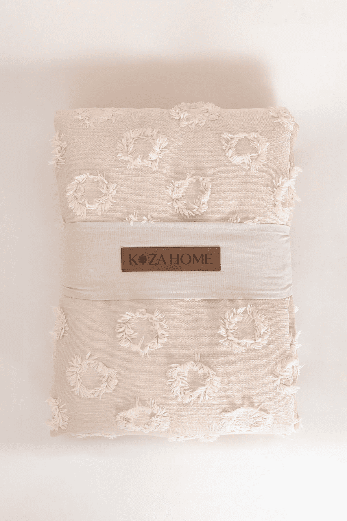 Sitra Bej Çift Kişilik Püsküllü Yatak Örtüsü 230x250 2 Yastık 50x70
