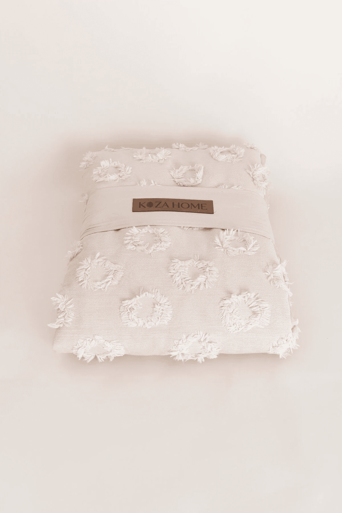 Sitra Bej Çift Kişilik Püsküllü Yatak Örtüsü 230x250 2 Yastık 50x70
