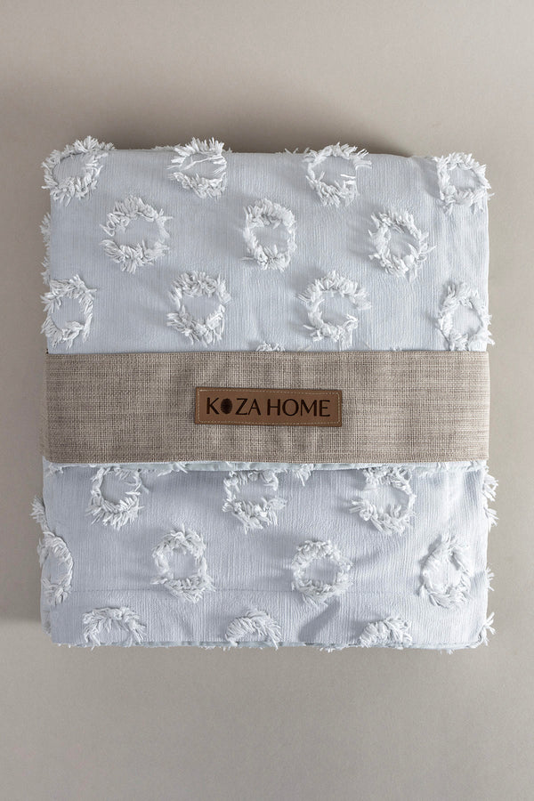 Sitra Gri Çift Kişilik Püsküllü Yatak Örtüsü 230x250 2 Yastık 50x70 5033