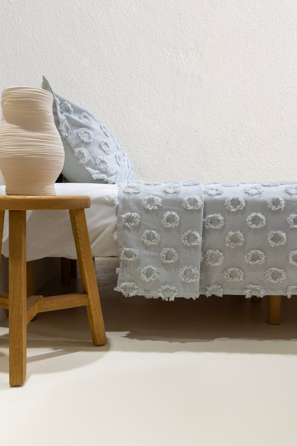 Sitra Gri Çift Kişilik Püsküllü Yatak Örtüsü 230x250 2 Yastık 50x70 5033