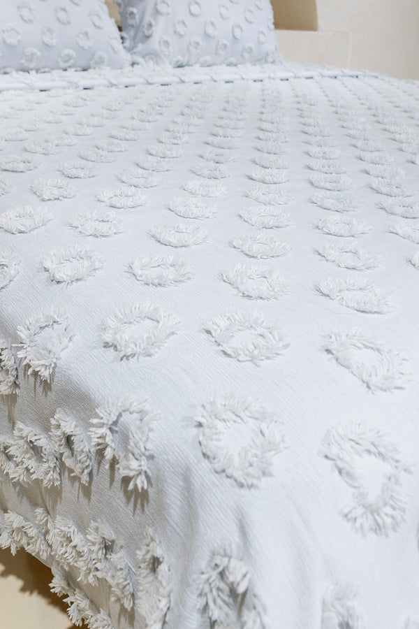 Sitra Gri Çift Kişilik Püsküllü Yatak Örtüsü 230x250 2 Yastık 50x70 5033