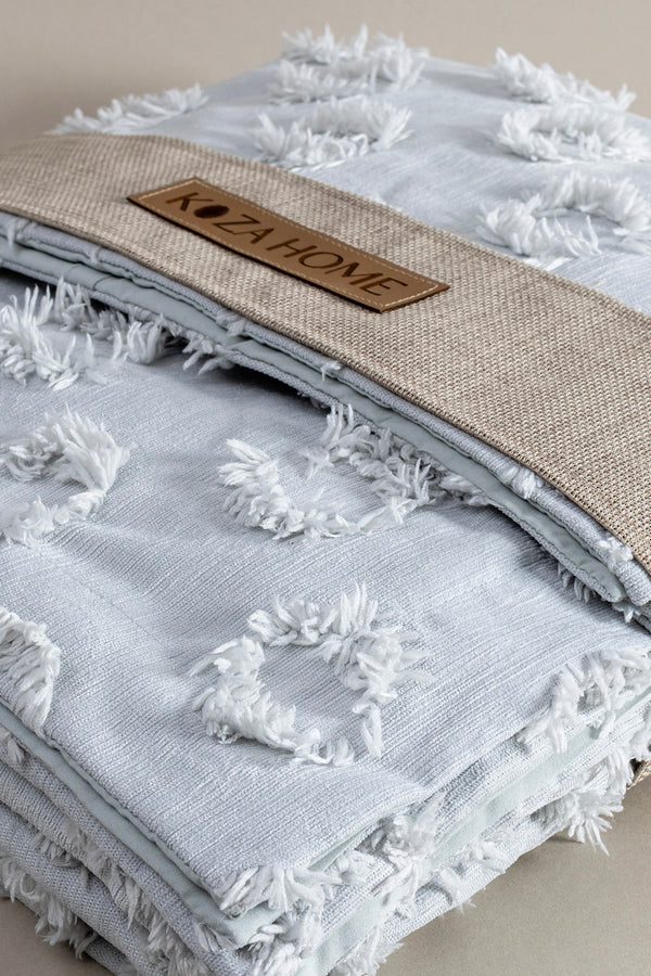 Sitra Gri Çift Kişilik Püsküllü Yatak Örtüsü 230x250 2 Yastık 50x70 5033