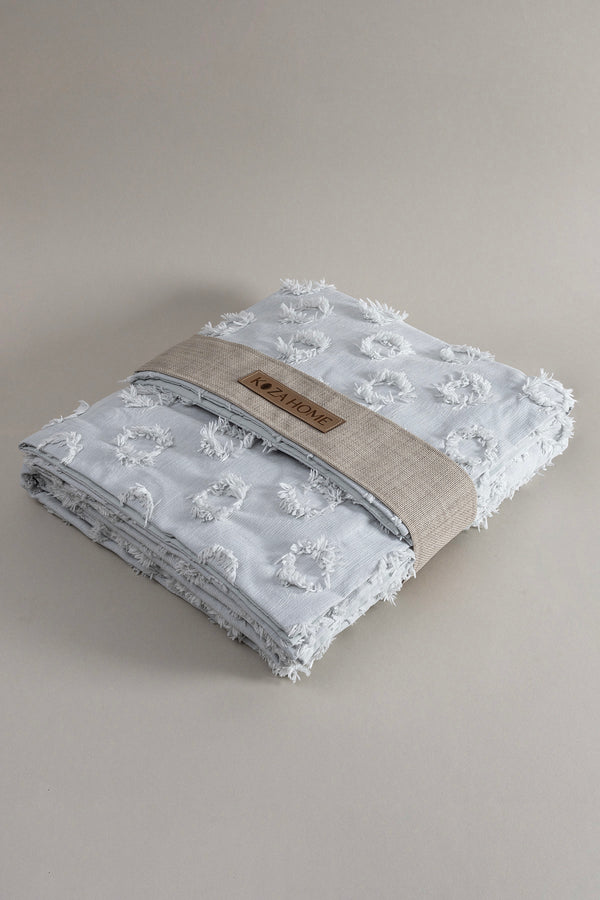 Sitra Gri Çift Kişilik Püsküllü Yatak Örtüsü 230x250 2 Yastık 50x70 5033