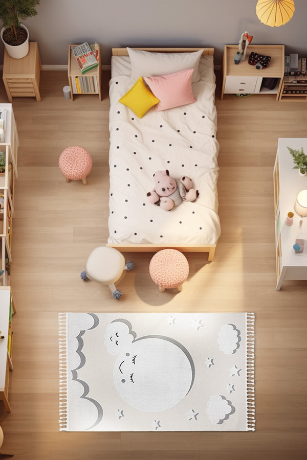 Sparkle Krem Gri Çocuk Odası Halısı 33446A