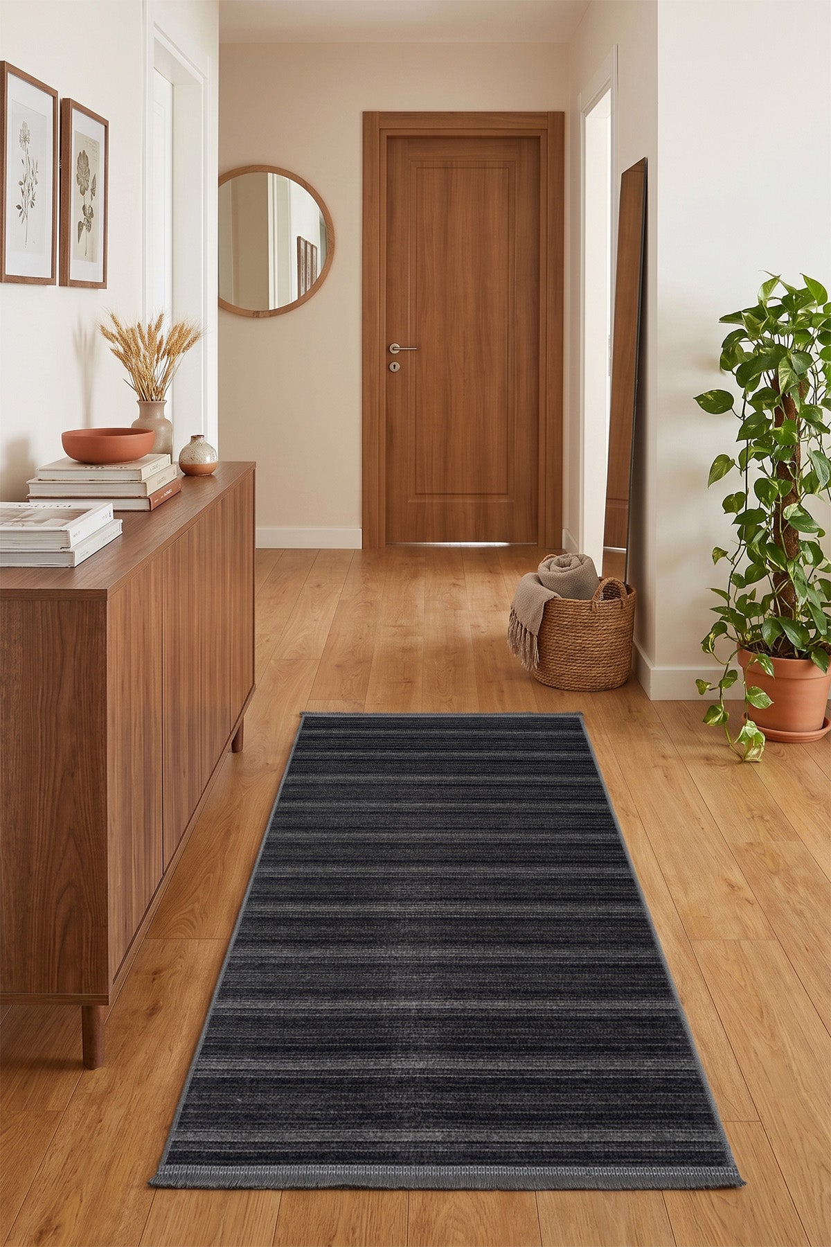 Strıpe Antrasit Kilim Kaymaz Taban Salon Oturma Odası Antre Yolluk 33010Y