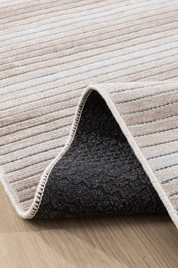 Stripe Krem Kaymaz Taban Kilim 33014A