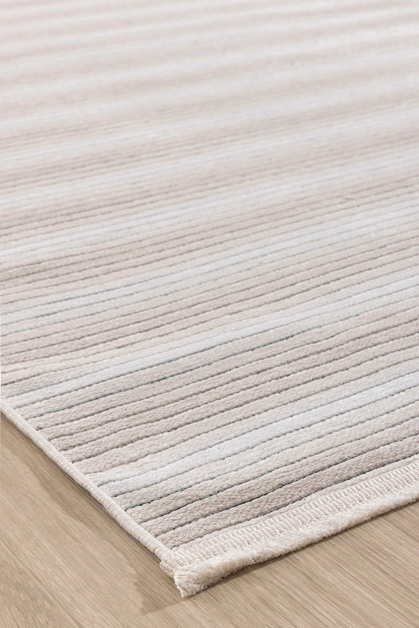 Stripe Krem Kaymaz Taban Kilim 33014A