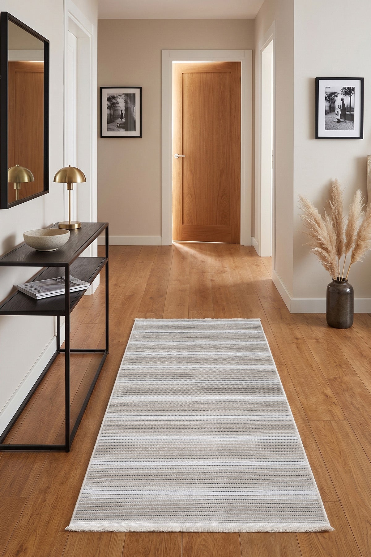 Strıpe Krem Kilim Kaymaz Taban Salon Oturma Odası Antre Yolluk 33014Y