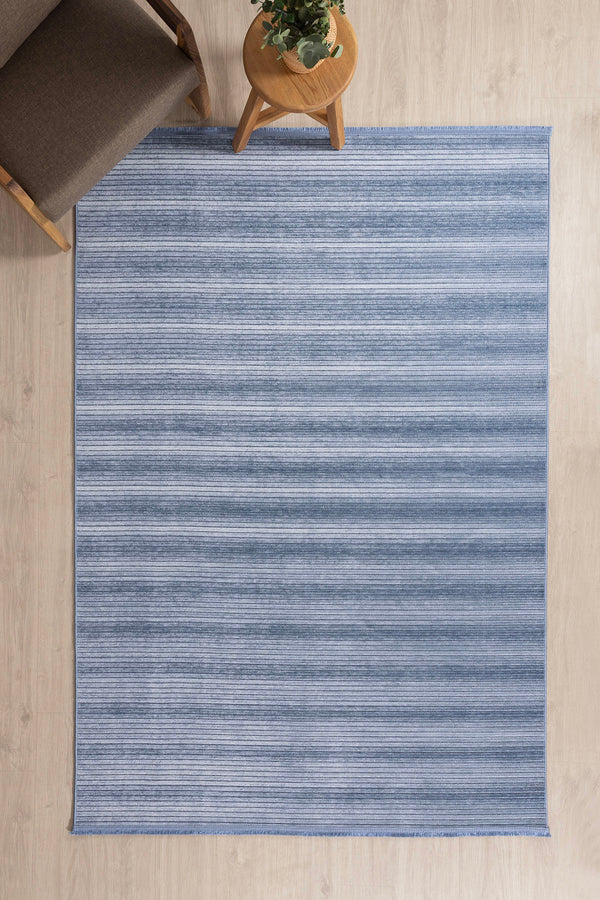 Stripe Mavi Kaymaz Taban Kilim  33013A