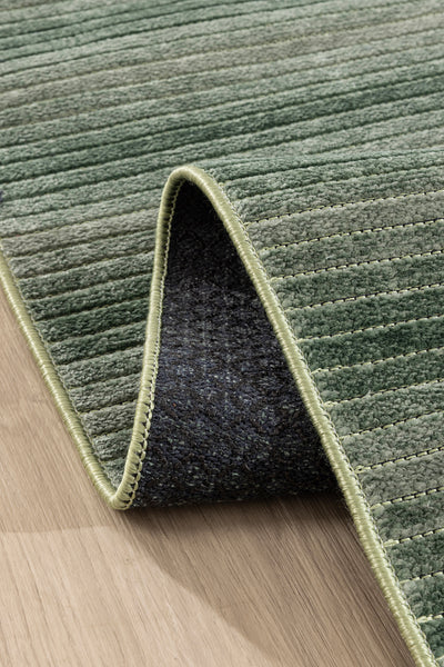 Stripe Yeşil Kaymaz Taban Kilim  33011A