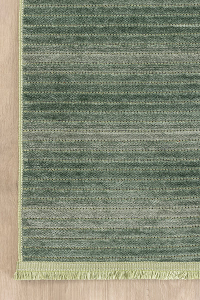 Stripe Yeşil Kaymaz Taban Kilim  33011A