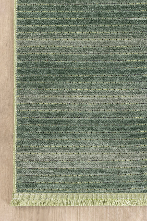 Stripe Yeşil Kaymaz Taban Kilim  33011A