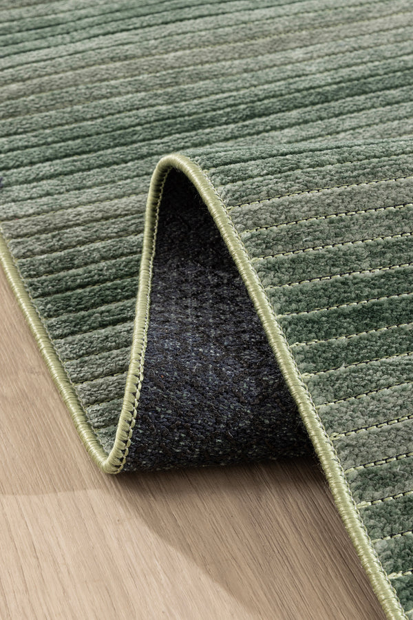 Stripe Yeşil Kaymaz Taban Kilim  33011A
