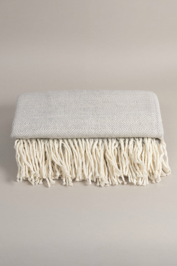 Suez Gri Beyaz Yün Çift Kişilik Battaniyesi 91249 180x220 cm