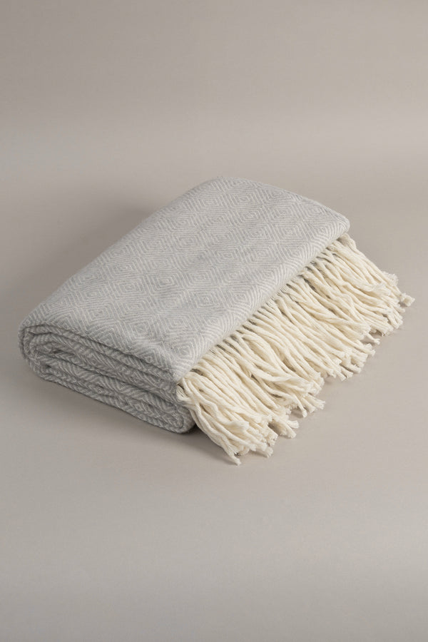 Suez Gri Beyaz Yün Çift Kişilik Battaniyesi 91249 180x220 cm