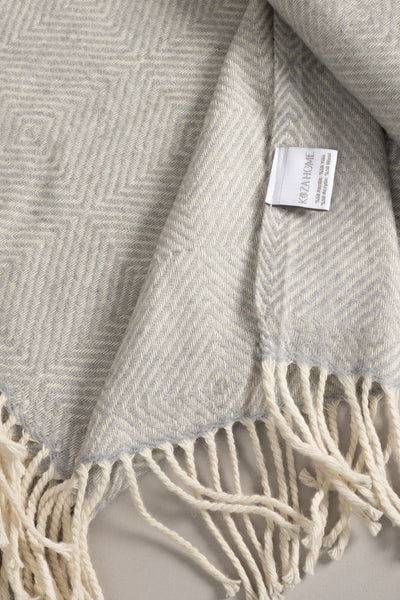 Suez Gri Beyaz Yün Tv Battaniyesi 91247 130x170 cm