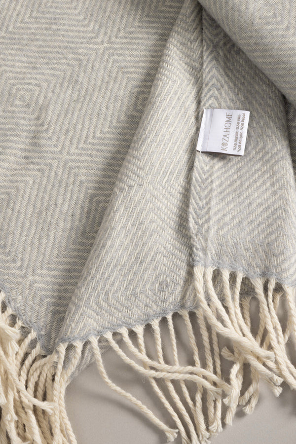 Suez Gri Beyaz Yün Tv Battaniyesi 91247 130x170 cm