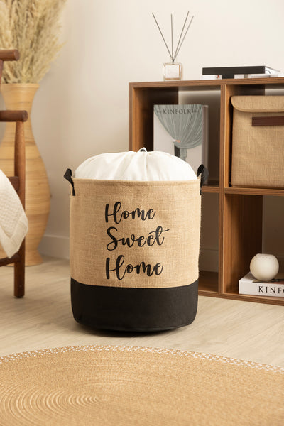 Tidy Jüt Home Yazılı Büzgülü Çamaşır Sepeti (37x40cm) 6015