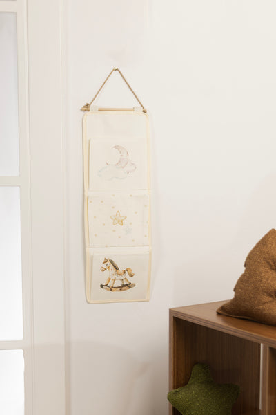 Tidy Kids Atlı Karınca Desenli Poplin 3'lü Duvar Organizeri (20x60cm) 6021