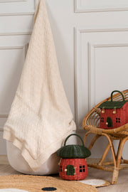 Toffy Bej Sarmaşık Örgü Bebek Battaniyesi 100X100