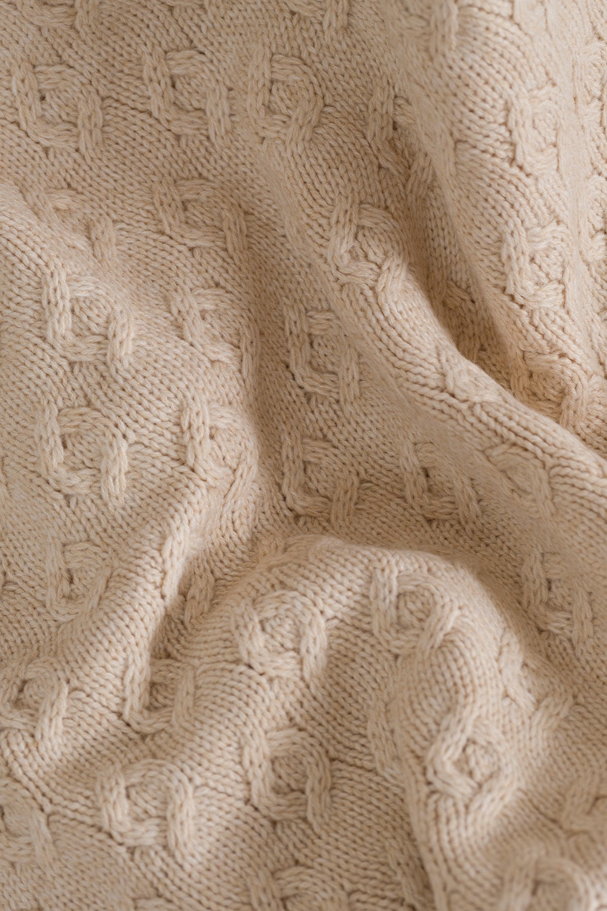 Toffy Bej Sarmaşık Örgü Bebek Battaniyesi 100X100