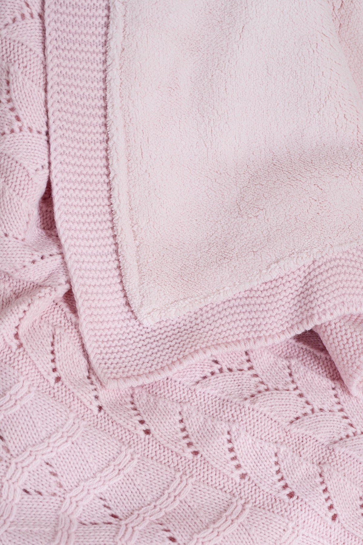 Toffy Toz Pembe Balık Sırtı Örgü Bebek Battaniyesi 100X100