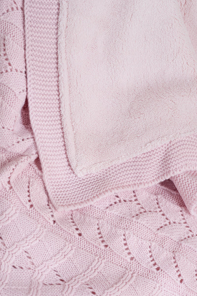 Toffy Toz Pembe Balık Sırtı Örgü Bebek Battaniyesi 100X100
