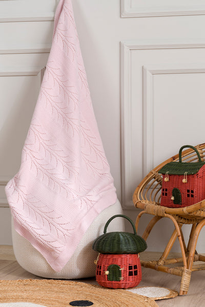 Toffy Toz Pembe Buğday Örgü Bebek Battaniyesi 100X100