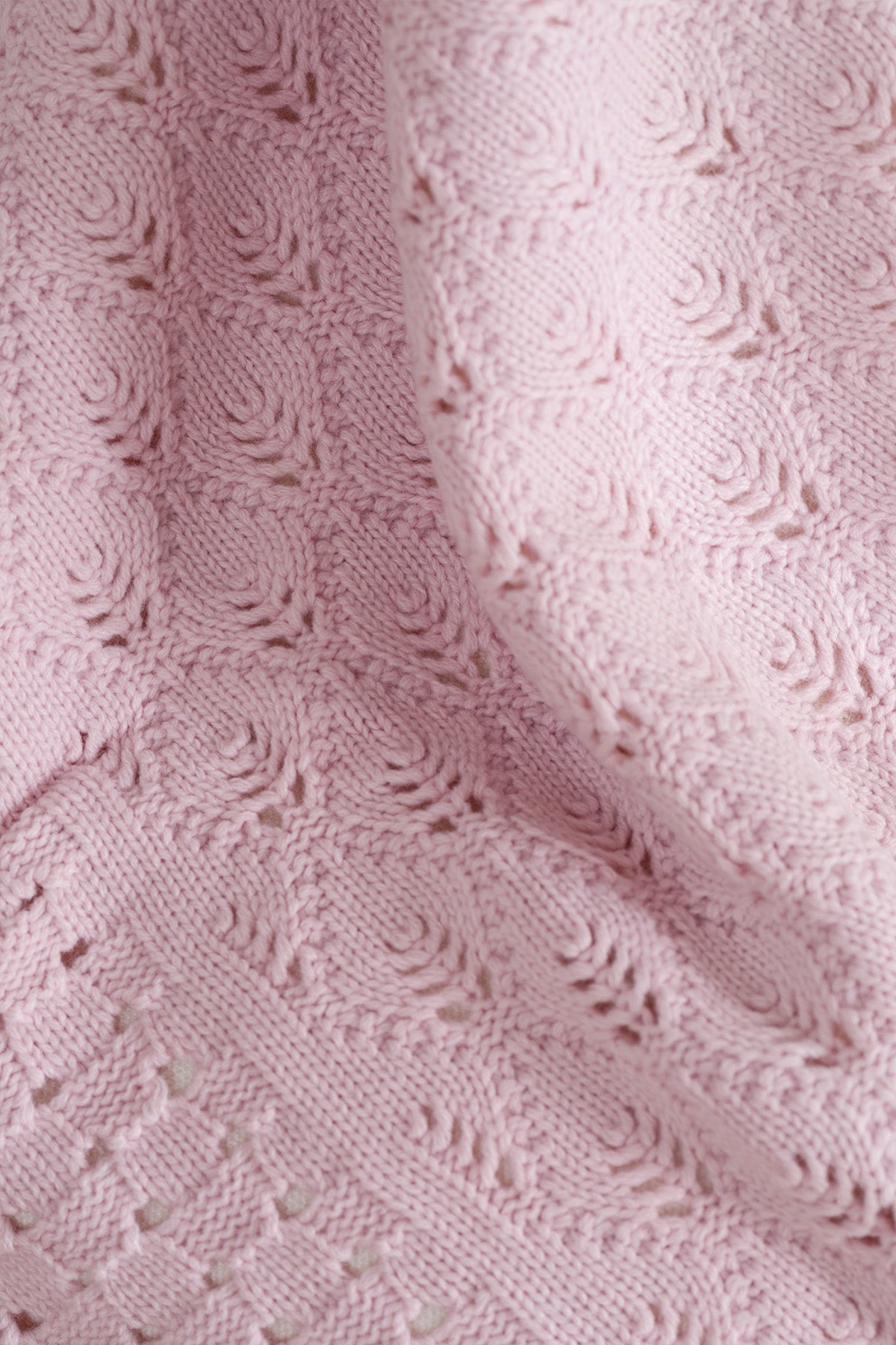 Toffy Toz Pembe Damalı Örgü Bebek Battaniyesi 100X100