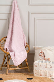Toffy Toz Pembe Düz Örgü Bebek Battaniyesi 100X100