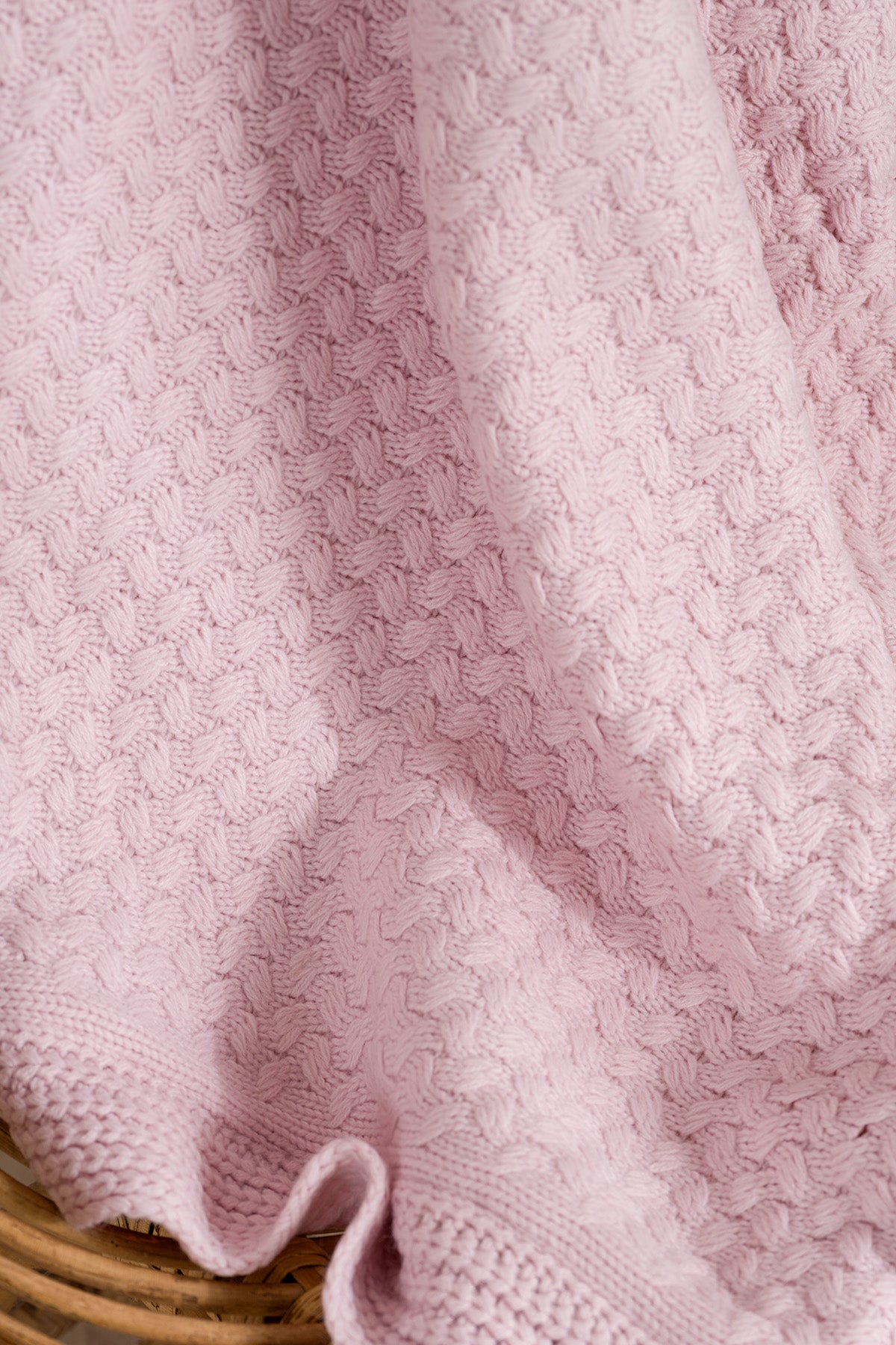 Toffy Toz Pembe Düz Örgü Bebek Battaniyesi 100X100