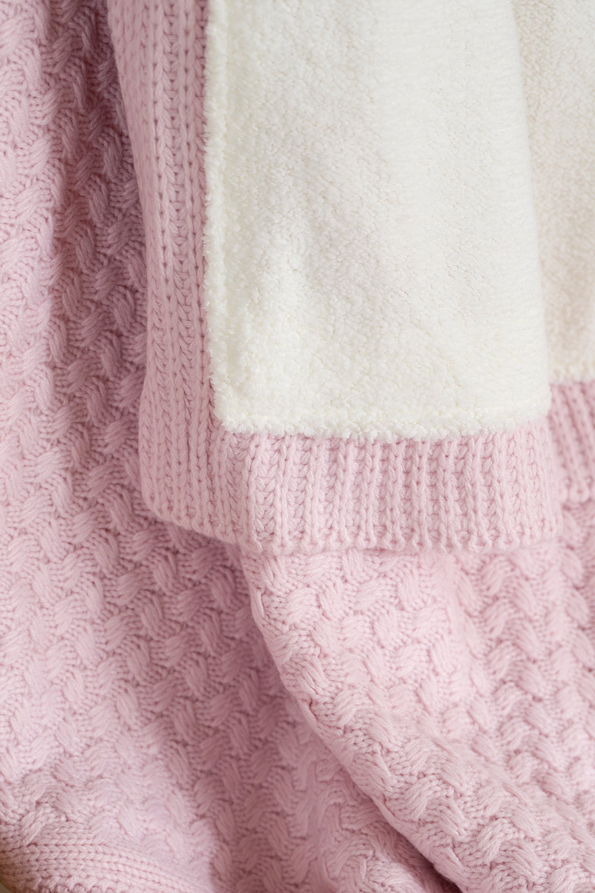 Toffy Toz Pembe Düz Örgü Bebek Battaniyesi 100X100