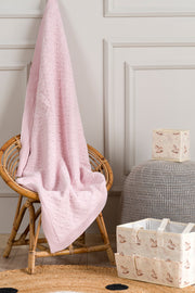 Toffy Toz Pembe Sarmaşık Örgü Bebek Battaniyesi 100X100