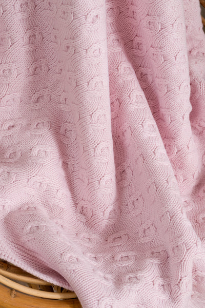 Toffy Toz Pembe Sarmaşık Örgü Bebek Battaniyesi 100X100