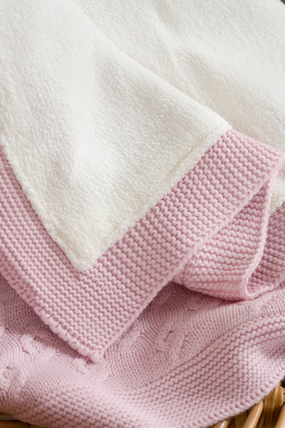 Toffy Toz Pembe Sarmaşık Örgü Bebek Battaniyesi 100X100