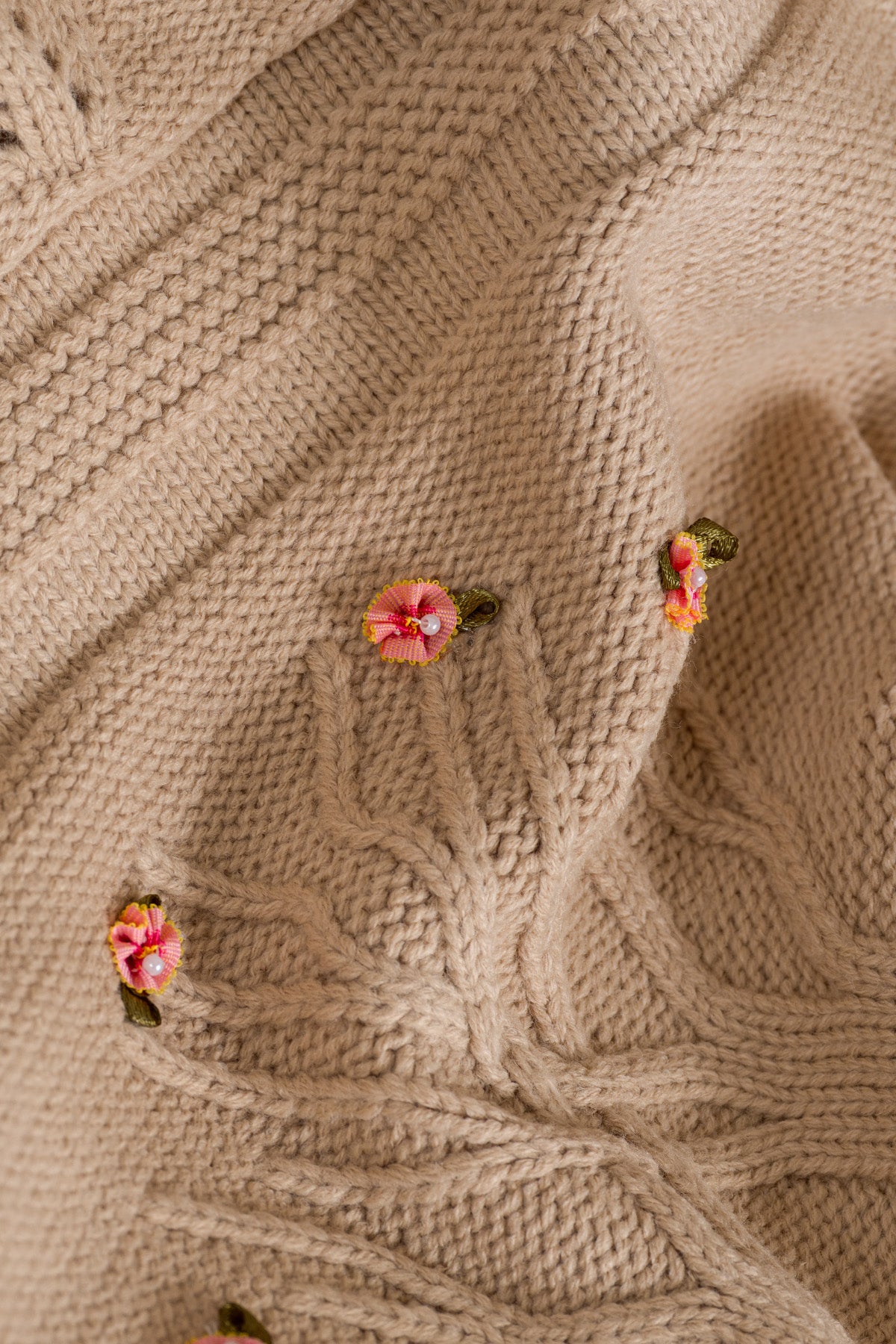 Toffy Vizon Çiçekli Örgü Bebek Battaniyesi 100X100