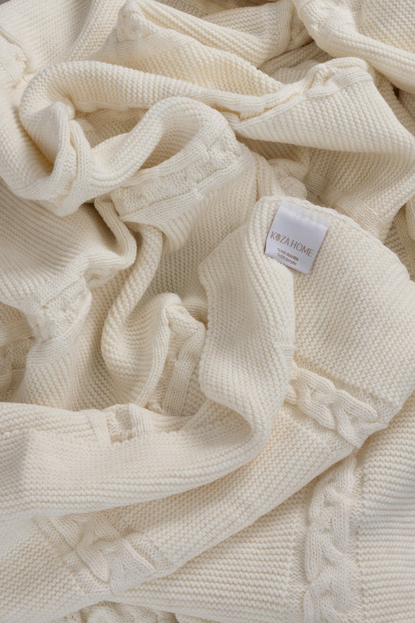 Trenza Krem Çift Kişilik Battaniye 200x220 15025
