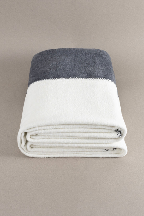 Twin Battaniye Soft Pamuklu Çift Kişilik Battaniye Antrasit Krem 200 x 220 5013A