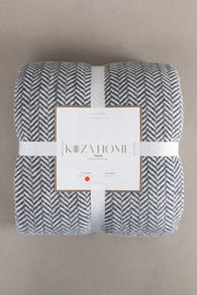 Twin Battaniye Soft Pamuklu Çift Kişilik Battaniye Antrasit Krem 200 x 220 5022A