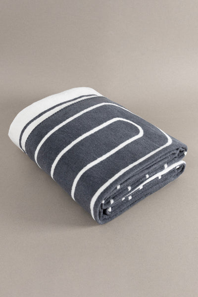 Twin Battaniye Soft Pamuklu Çift Kişilik Battaniye Antrasit Krem 200 x 220 5030A