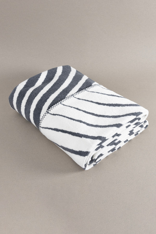 Twin Battaniye Soft Pamuklu Çift Kişilik Battaniye Antrasit Krem 200 x 220 5038A