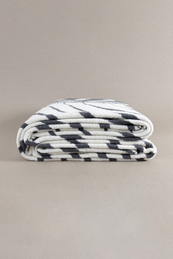 Twin Battaniye Soft Pamuklu Çift Kişilik Battaniye Antrasit Krem 200 x 220 5038A