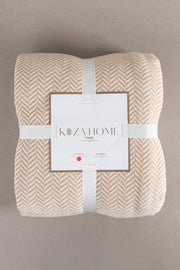 Twin Battaniye Soft Pamuklu Çift Kişilik Battaniye Kahve Krem 200 x 220 5020A