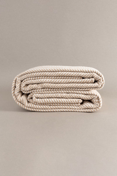 Twin Battaniye Soft Pamuklu Çift Kişilik Battaniye Kahve Krem 200 x 220 5020A