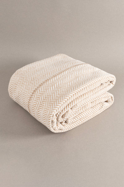 Twin Battaniye Soft Pamuklu Çift Kişilik Battaniye Kahve Krem 200 x 220 5020A