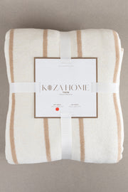 Twin Battaniye Soft Pamuklu Çift Kişilik Battaniye Kahve Krem 200 x 220 5028A