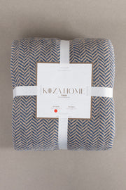 Twin Battaniye Soft Pamuklu Çift Kişilik Battaniye Kahve Mavi 200 x 220 5021A