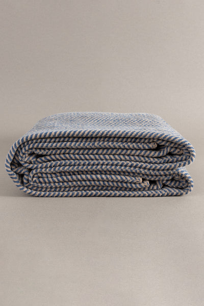 Twin Battaniye Soft Pamuklu Çift Kişilik Battaniye Kahve Mavi 200 x 220 5021A