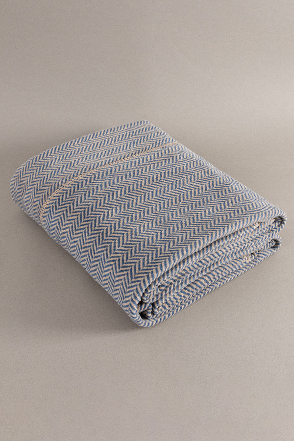 Twin Battaniye Soft Pamuklu Çift Kişilik Battaniye Kahve Mavi 200 x 220 5021A